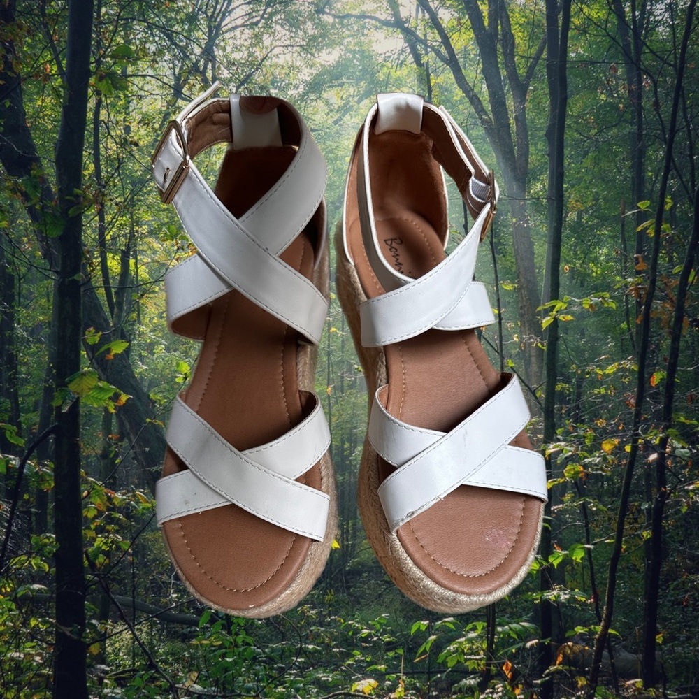 White platform sandals